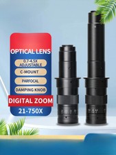 Adjustable 100/200/400/800x Zoom C Mount Barlow Glass Len 0.7-4.5X Magnification