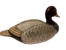 12  Ceramic Duck Hand Painted Red Head Gray Unique Water Fowl Bird Nature Vntg