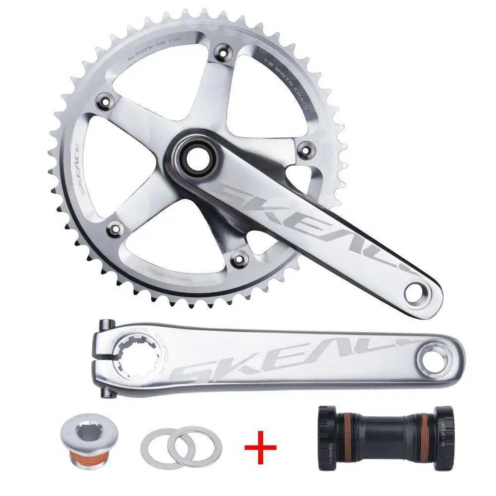 Track or Road Bike Crankset 48/49T Fixed Gear Bicycle Single Chainwheel Cranks