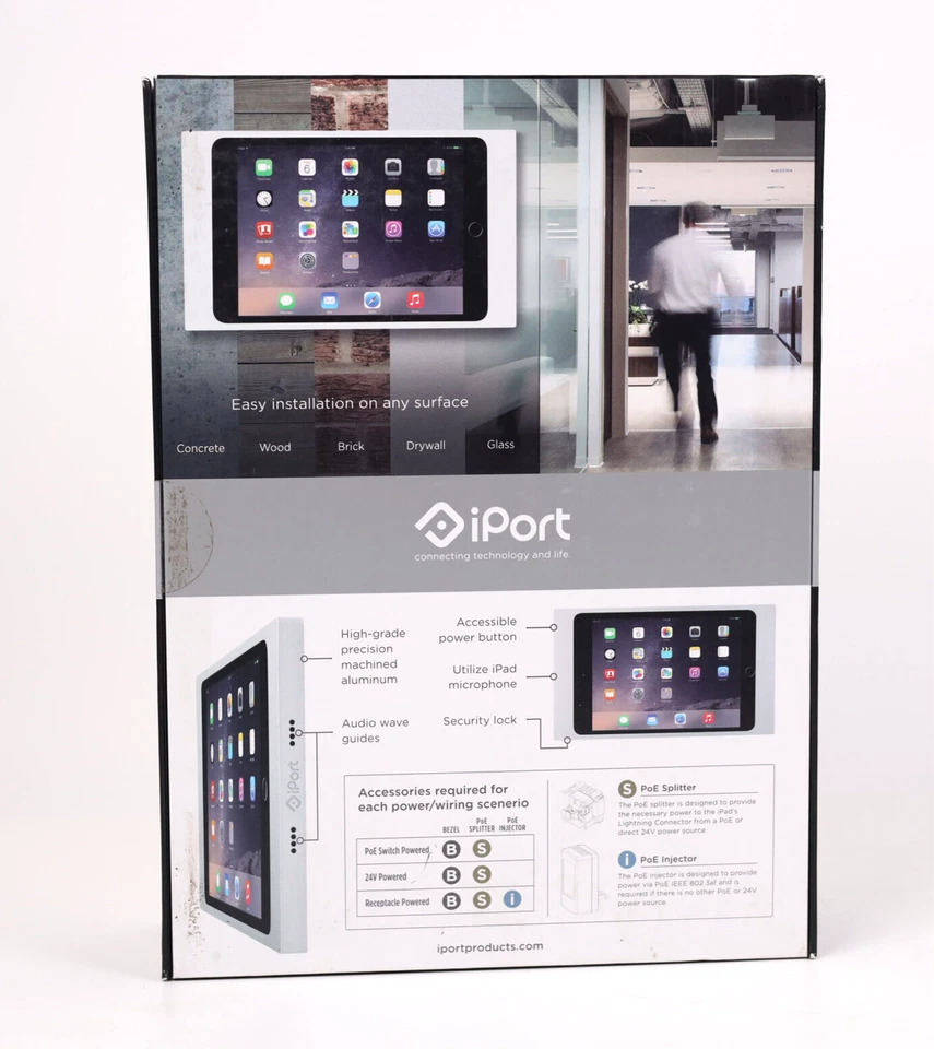 iPort Surface Mount 70724 Bezel iPad Mini 4- White, PoE Splitter Injector p661 - Image 2 of 3