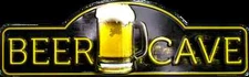 BEER CAVE METAL SIGN 18" X 5 1/2 " MAN CAVE SPORTS ROOM GARAGE BAR PUB BILLIARD 