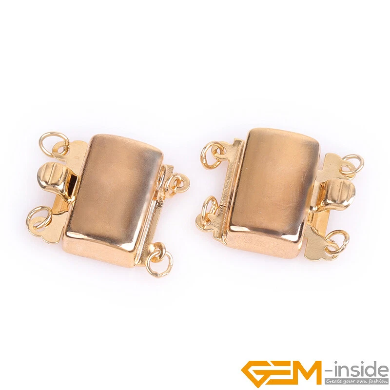 14K Yellow Gold Filled Layered Snap Box Pearl Clasp Jewelry Making Findings 1pcs - Image 3 of 4