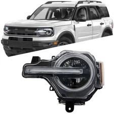 Headlight Assembly Fit For Ford Bronco 2021-2023 LED Driver/Left Side Black Lamp
