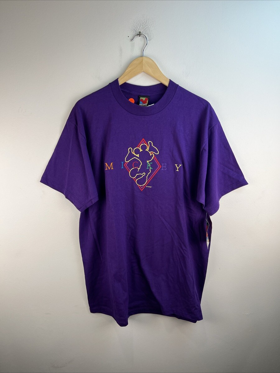 Vintage Mickey Mouse Shirt Adult XL Purple S/S Embroidered Cotton