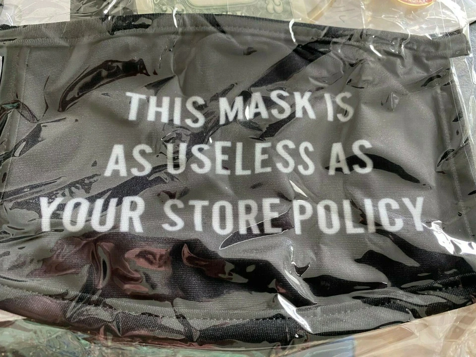 This Mask is a USELESS as YOUR STORE POLICY Face Mask Covering New - Image 2 of 3