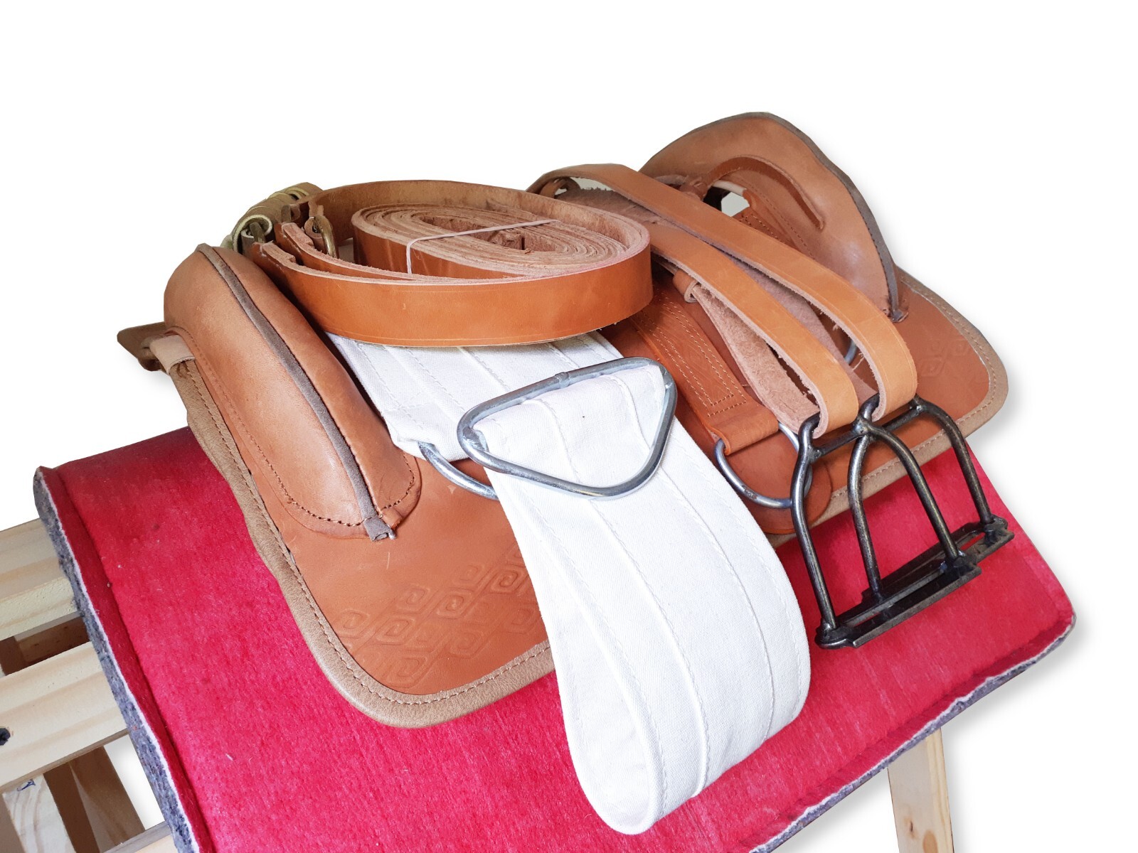 Equipo de equitación en pony, silla de montar de cuero para niños, silla de montar sin árboles de 20 pulgadas, ponis