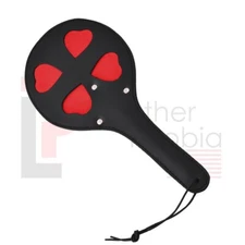 Real Cowhide Leather Slapper 4 Heart Leather Paddle, Handmade Thick Whip Crop