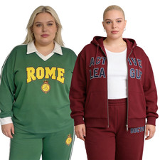 Womens Loungewear Set Ladies Hoodie & Joggers Tracksuit Plus Size 14-32