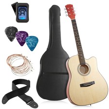 41-inch Beginner Cutaway Acoustic Guitar - Starter Kit w Gig Bag - Natural