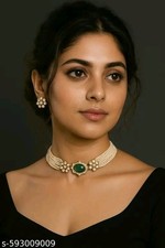 Indian Bollywood Gold Plated Kundan Choker Bridal Necklace Earrings Jewelry Set