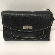 Fossil Women  s VTG Trifold Wallet Black Leather. Very Clean. Great Condition