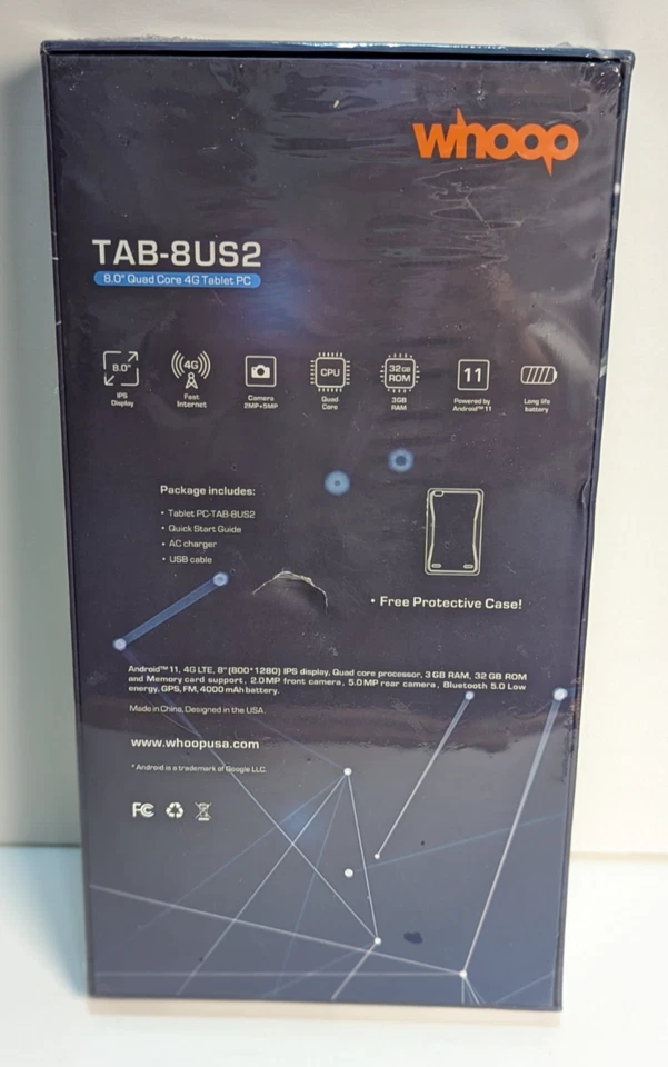 Whoop Tablet TAB-8US2 8.0" Quad-Core 4G PC 3GB RAM, 32GB ROM, 5MP Camera SEALED - Image 4 of 4