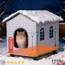 Heated Cat House Indoor Outdoor Waterproof Auto Temperature Control Cozy Bed New