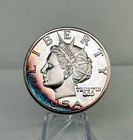 2000 Norfed $10 Silver 1oz .999 Liberty Round Beautiful Rainbow Toned