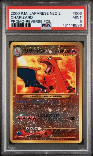 2000 POKEMON JAPANESE NEO 2 PROMO REVERSE FOIL #006 CHARIZARD PSA 9