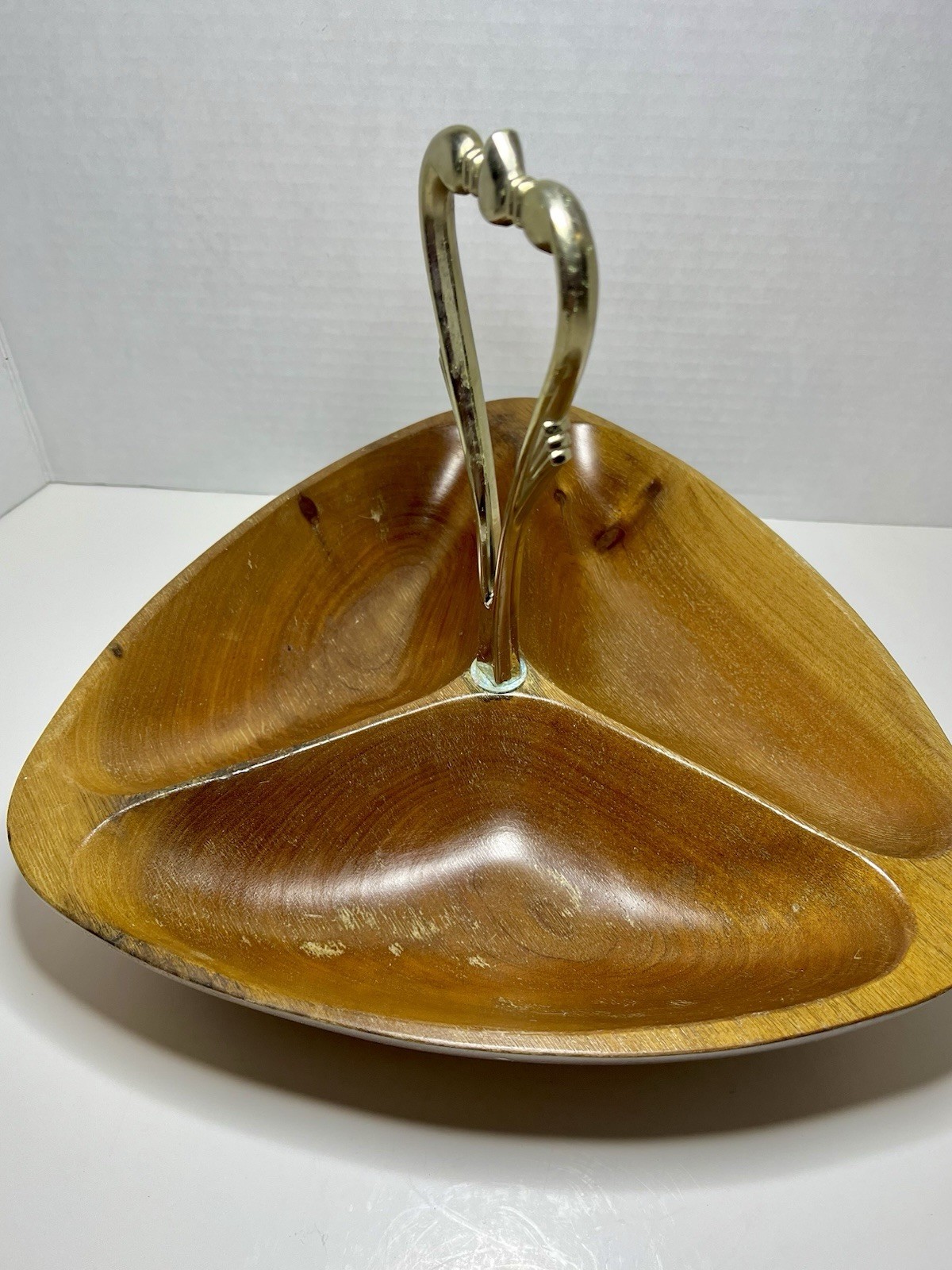 Vintage Rosewood Kromex Solid Wooden Serving Dish with Handle