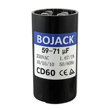 BOJACK 59-71 uf/MFD 250 VAC ±20% 50/60 Hz CD60 Round Motor Well Pump Start Ca...