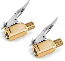 2-Pack Brass Tire Air Chuck, Locking Quick Connect Inflator Hose Adapter, No Lea