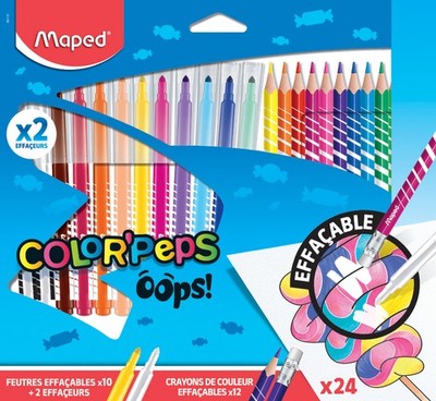 Maped Radierbare Fasermaler & Buntstifte COLOR'PEPS OOPS 24er Kartonetui