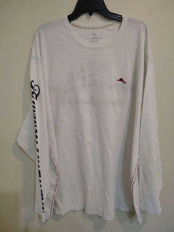 Tommy Bahama Men's Size 3XB White Long Sleeve Shirt 100% Organic Cotton EUC