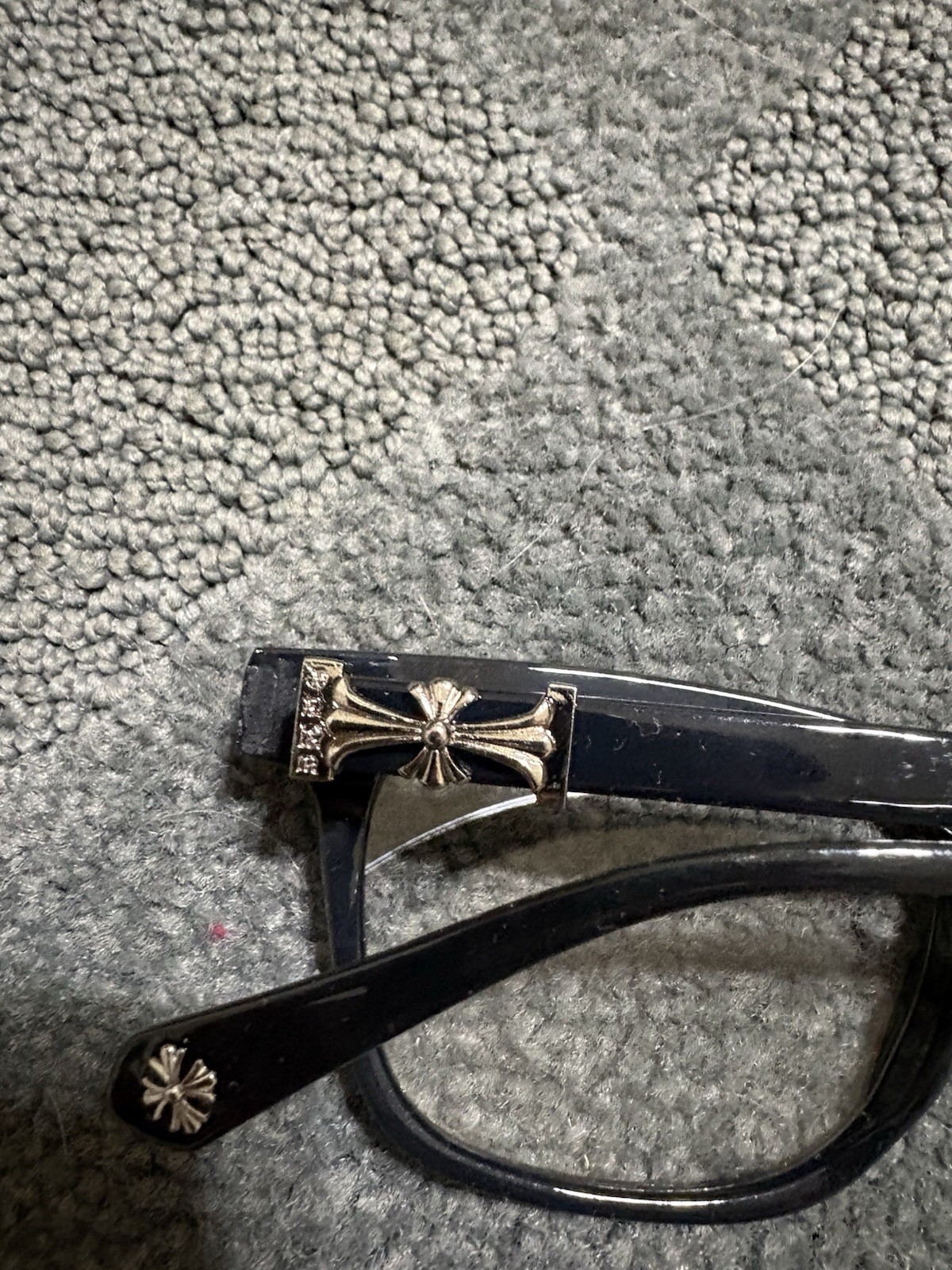 Chrome Hearts Black Square Eyeglasses Full Rim Plastic Metal Cross Detail thumbnail 3