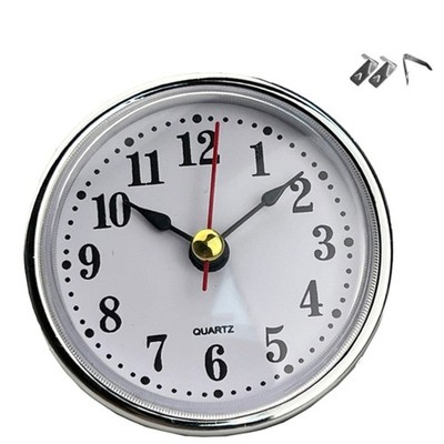 Mini Clock Insert 65mm Round Movement White Face with Gold or Silver Trim