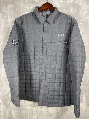 The North Face Jacket Mens XL Gray ThermoBall Eco Shirt Jacket FTI Logo Snap