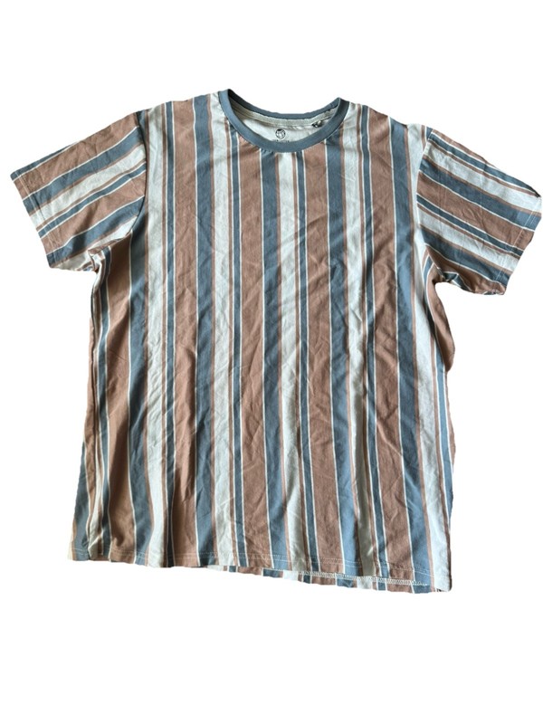 FREE PLANET NYC To Malibu Horizontal Striped 100% Cotton Short Sleeve Top XL