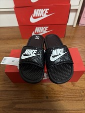 Nike Benassi JDI 343881-011 BLACK/WHITE Women's Slides SLIP ON SANDAL size 7