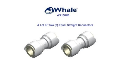 2-Marine Whale WX1504B Equal Straight Quick Connector 15mm Plumbing Pipe Fitting