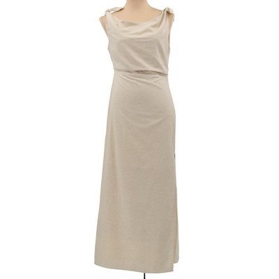 Showpo Cincinnati Off Shoulder Linen Midi Dress Side Split Beige 6 NWT |  eBay