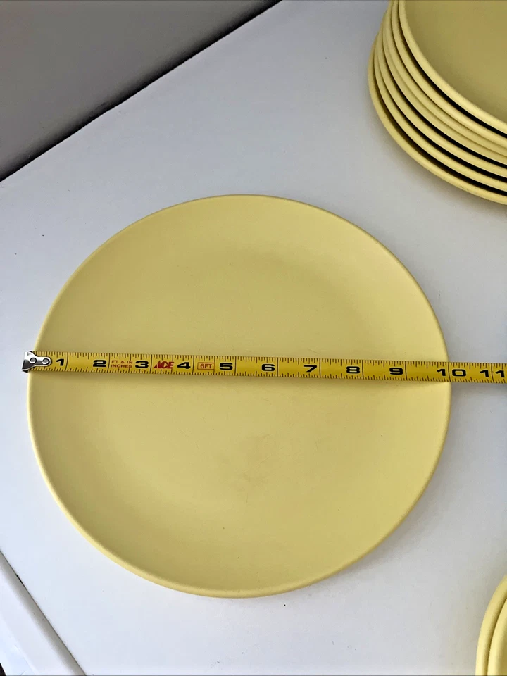 VTG Watertown Lifetime Ware Melamine Yellow Dinnerware Set 39 Pc MCM Plates Cups - Image 3 of 4