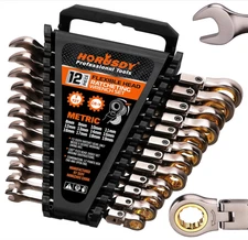 12-Piece Metric Flex-Head Ratcheting Wrench Set 8-19mm | 72-Tooth Cr-V Steel