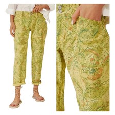 Anthropologie Pilcro Wanderer Floral Pants Green Boho Straight Leg Stretch Sz 31