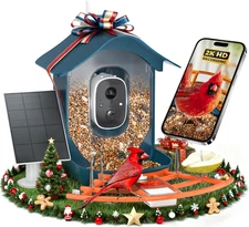 Bird Feeder with Camera, 2K HD, Auto Capture Videos, Solar Panel, Ideal Gift	