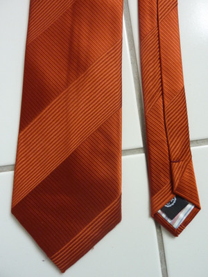 Angelo Litrico, Seiden-Krawatte, klassisch, orange, gestreift, 100% Seide