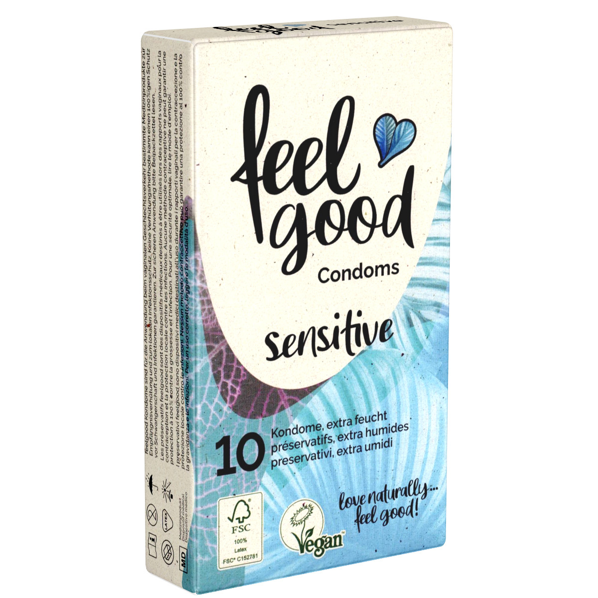 feelgood Sensitive 10 Kondome | Extra feucht, Veganblume, Premiumqualität