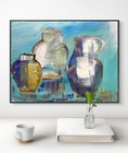Original Abstract Expressionism 11x14 3 Pots Handmade Signed Unique Fine Art 99 — photo 3
