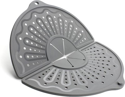 Foldable Silicone Splatter Screen for 10-12'' Pans, BPA-Free, Gray | Foldable