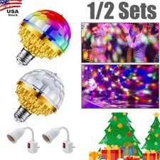 4PCS Colorful Rotating Magic Crystal Ball Light Bulb + Lamp Holder for Xmas Part