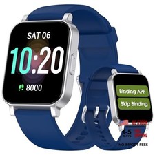 Smart Watch Senior Friendly No App/Phone Required,Pedometer Waterproof Blue