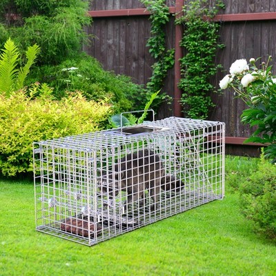 1Pc 25.59Inch Live Humane Animal Trap Cage Heavy Duty Folding Catch And Release 