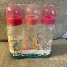 Gentle Step Baby 3 Nurser Bottles Pink9 Oz Med Flow Silicone Nipple BPA Free New