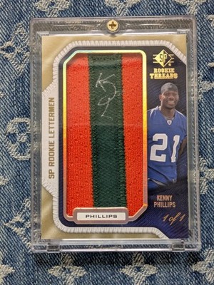 2008 Upper Deck SP Rookie Threads Lettermen Kenny Philips 1/1 RARE Giants