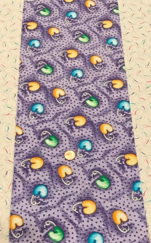 Colorful Heart-Shaped Safety Pins*Dotted Tonal Purple*R.E.D. *100% Cotton*21"x8" - Image 3 of 4