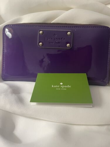 Purple Kate Spade Patent Zip Around Wallet