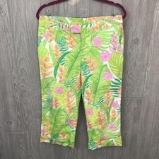 vintage Lilly Pulitzer white label cotton capris pants palm leaf tropical beach