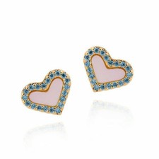 Small Mother of Pearl Heart Stud Light Blue Earrings Surgical steel