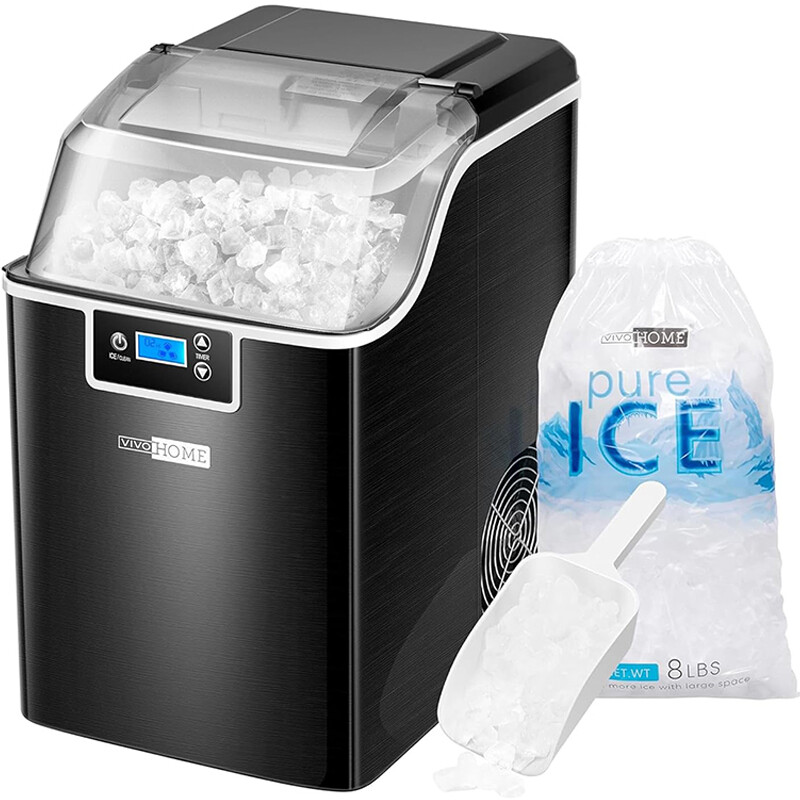 44lbs/Day Electric Chewable Nugget Ice Cube Maker Machine Self-Clean Function