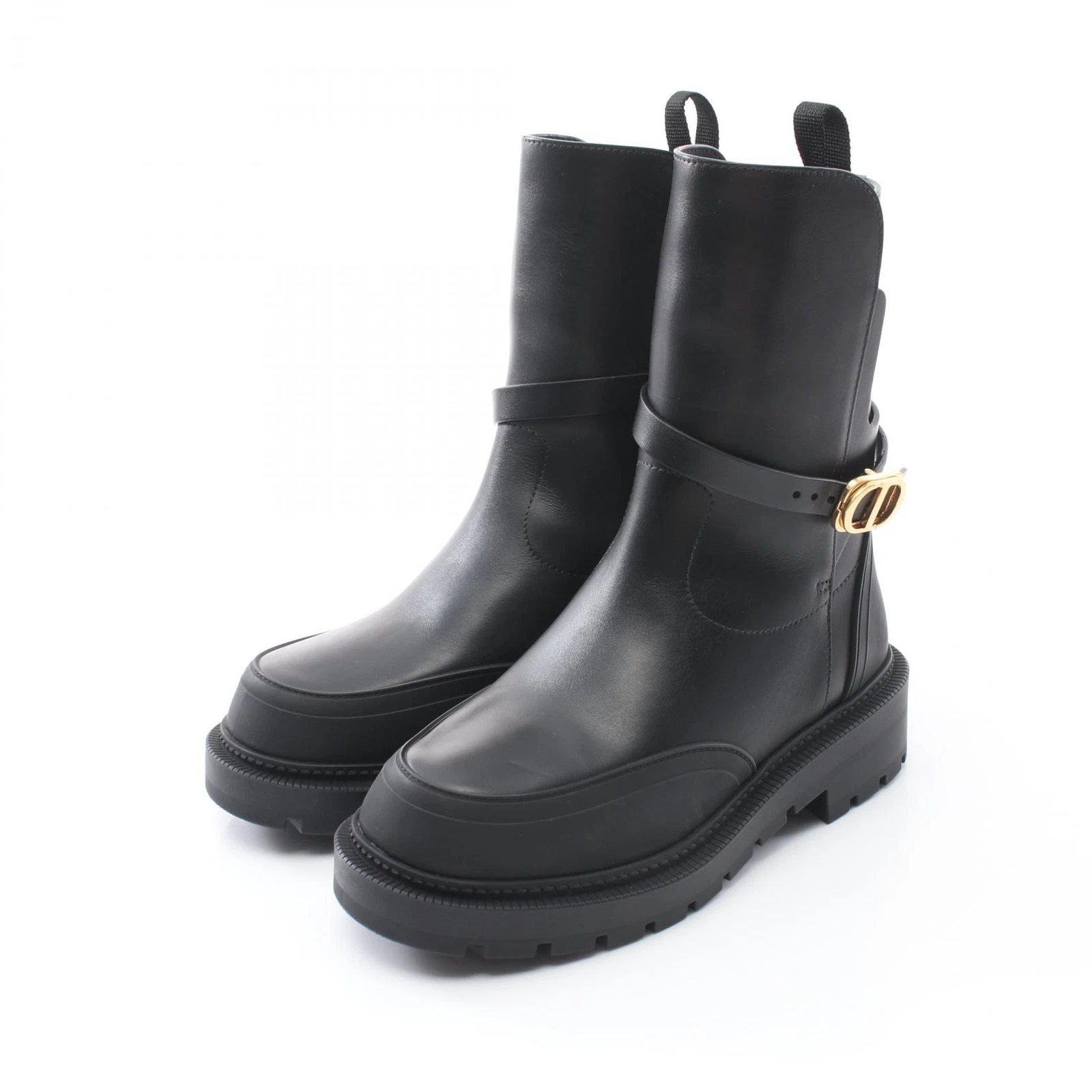 Christian Dior EMPREINTE CHEVILLE courte BOTTE #34,5 cuir noir occasion